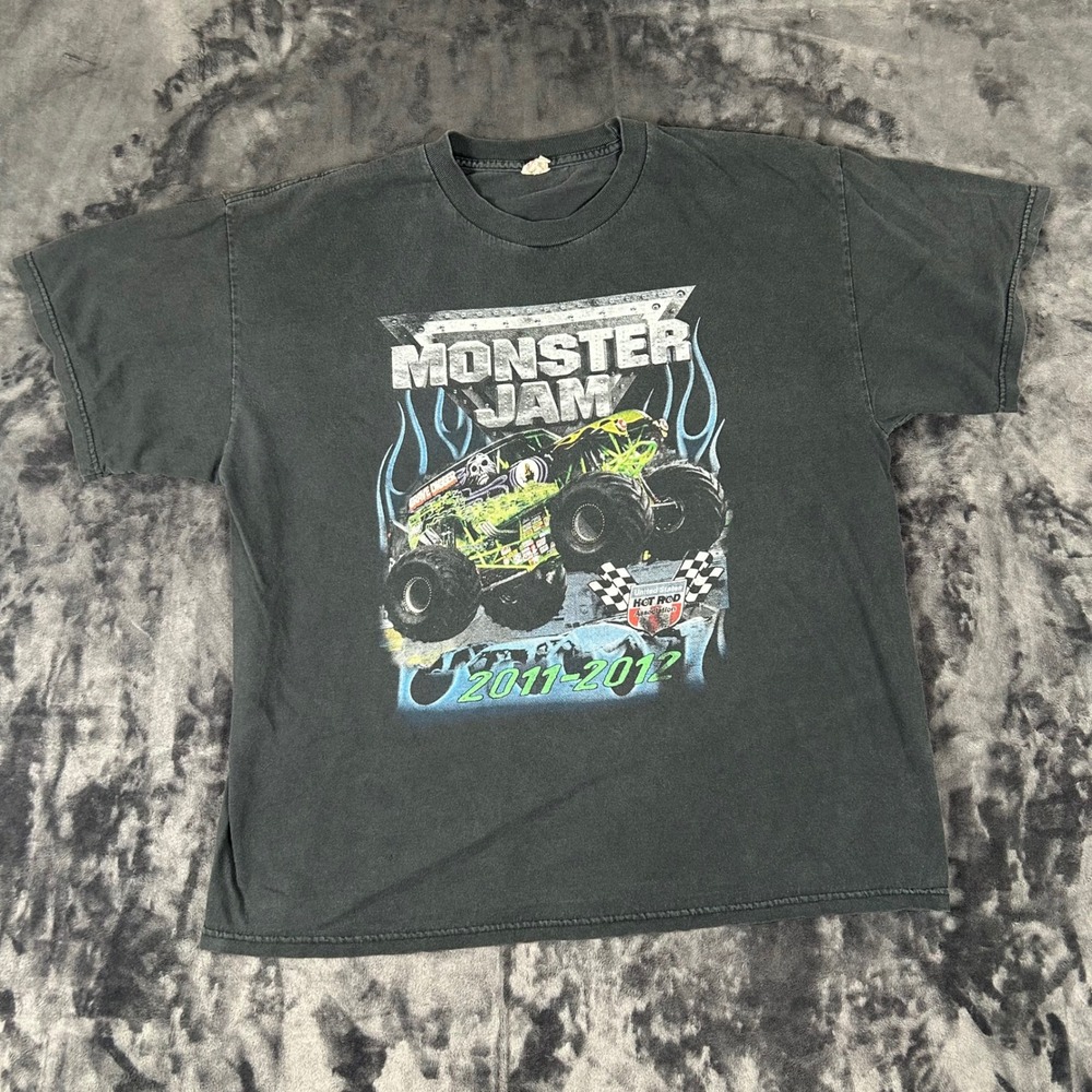 Alstyle Monster Jam T-Shirt Mens XL Black Grave Digger 2011-2012 World Tour Tee